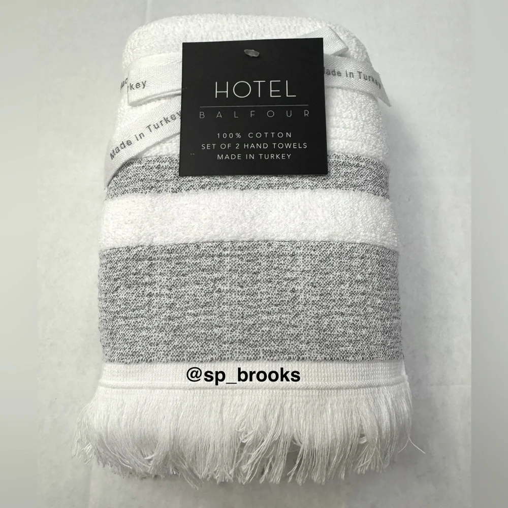 🎁2PC Hotel Balfour Hand Towels - White and Heather Gray - Cotton